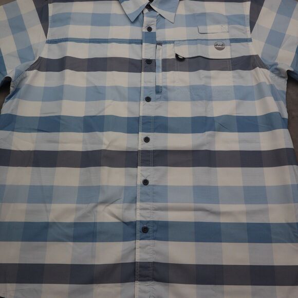 Wrangler Shirt Mens XL Extra Blue White Hike Camp Fish Outdoor Work Button Up - Picture 10 of 15